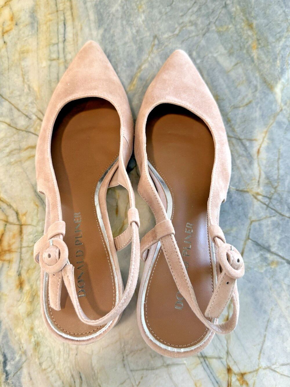 Donald Pliner Rosette Suede Slingback Heel Memory Foam Leather Insole Size 9.5 M - Picture 11 of 13